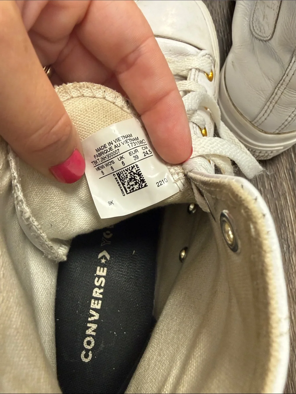 Converse High-Top Sneakers in Cream with Gold Eyelets